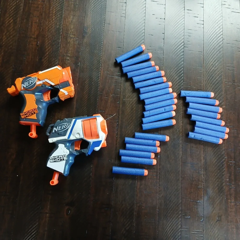 Nerf MicroShots Blaster Lot of 2 Strongarm Firestrike with 25 Darts Bundle